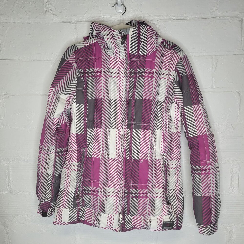 686 Women's Vibrant Plaid Ski Jacket - Pink and Gray